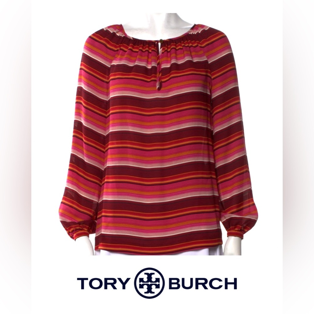 Tory Burch Multicolor Silk Striped Blouse - Size 4